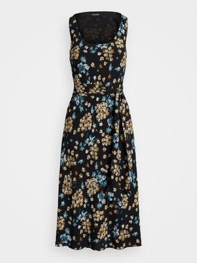 Lauren Ralph Lauren Women's Floral Belted Crepe Sleeveless Dress Size 0 NWT